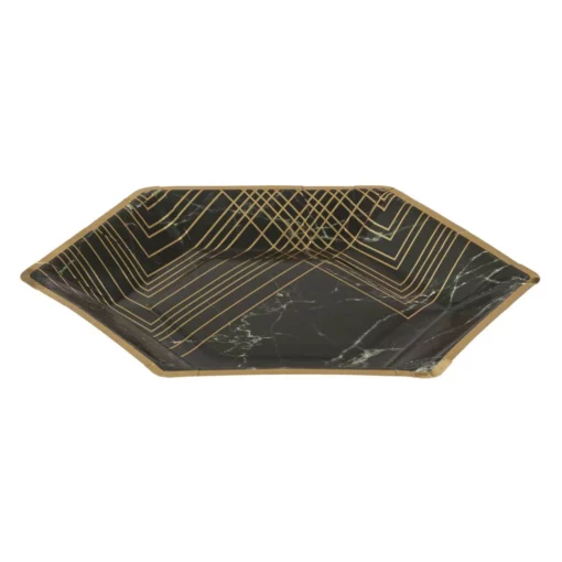 Set 6 Farfurii Negru Gold Marble Elegante 23 cm