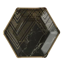 Set 6 Farfurii Negru Gold Marble Elegante 23 cm