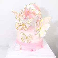 Decoratiune Tort Delicate Pink Butterflies