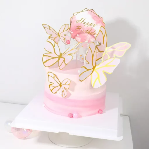 Decoratiune Tort Delicate Pink Butterflies