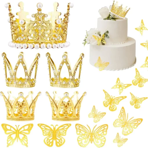 Decoratiune Tort Aurie Royal Butterflies