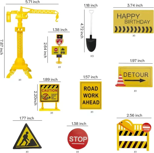 Decoratiune Tort Deluxe Constructii Set Tematic Cu Vehicule Si Semne Rutiere