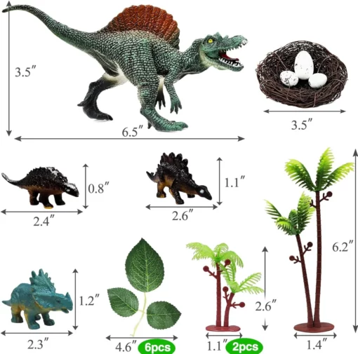 Decoratiune Tort Tematica Dinozauri cu Figurine Preistorice si Elemente Naturale