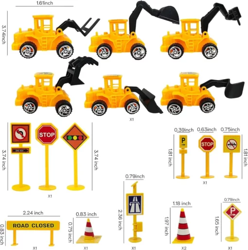 Decoratiune Tort Deluxe Constructii Set Tematic Cu Vehicule Si Semne Rutiere