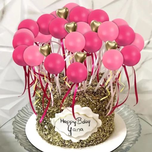 Decoratiune Tort Elegant Pink Balloons